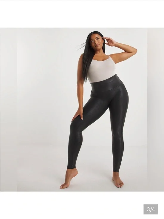 Spanx Sz Small EUC-Black Faux-Leather Leggings - Picture 3 of 4